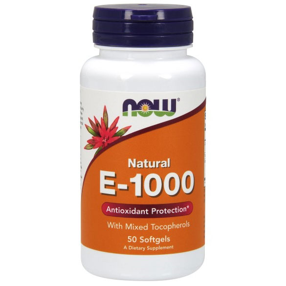 Vitamin E-1000 Mixed Tocopherols/Unesterified 50 Gels, NOW Foods