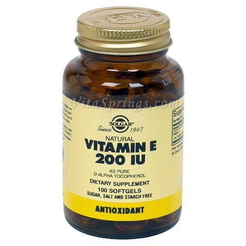 Vitamin E 200 IU Alpha, 100 Softgels, Solgar
