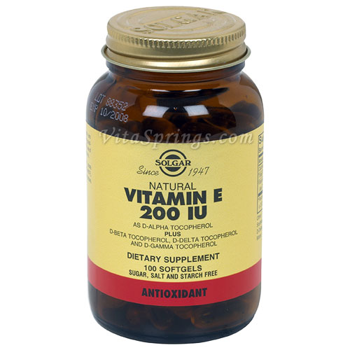 Vitamin E 200 IU Mixed (200 IU d-Alpha Tocopherols & Mixed Tocopherols), 100 Softgels, Solgar