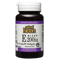 Vitamin E 200 IU Mixed (d-alpha tocopherol) 90 Softgels, Natural Factors