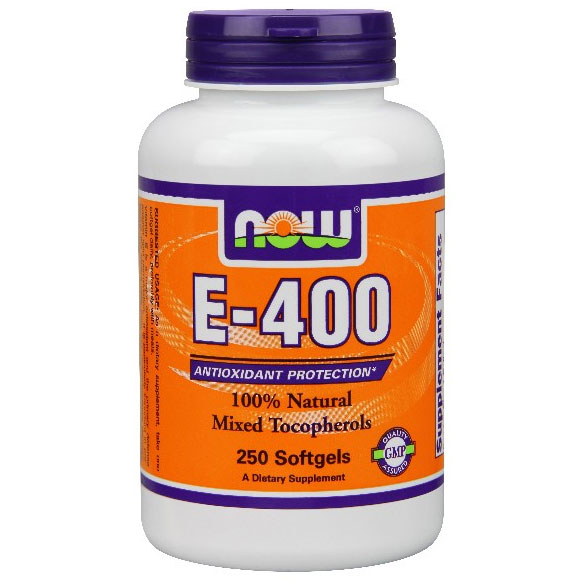 NOW Foods Vitamin E 400 IU, Mixed Tochopherols/Unesterified, 250 Softgels, NOW Foods