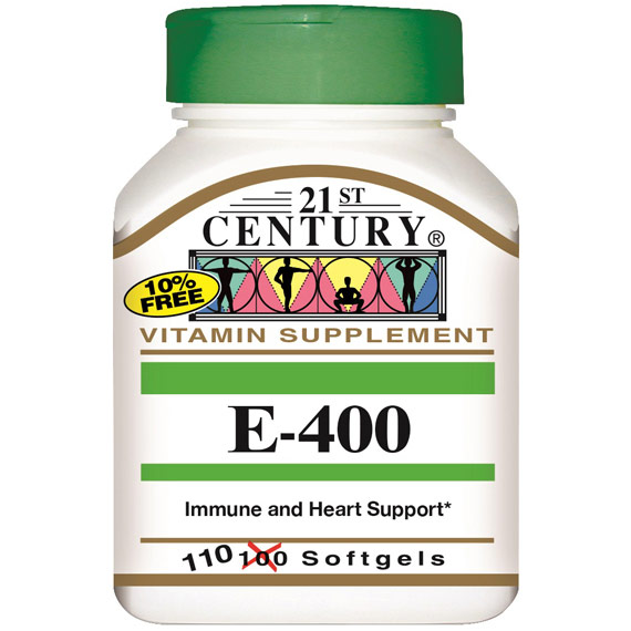Vitamin E-400, Immune and Heart Support, 110 Softgels, 21st Century HealthCare