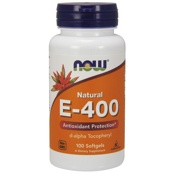 Vitamin E-400 D-Alpha Tocopheryl Acetate 100 Gels, NOW Foods