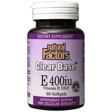 Vitamin E 400 IU Clear Base 60 Softgels, Natural Factors