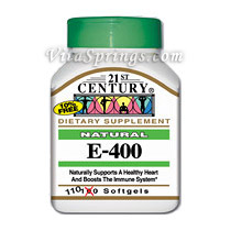 Vitamin E 400 IU D-Alpha Natural 110 Softgels, 21st Century Health Care