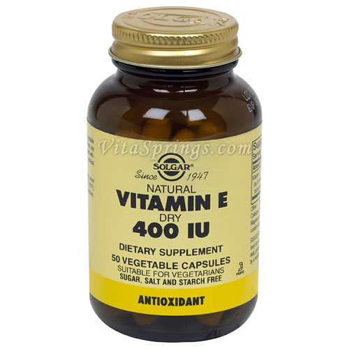 Vitamin E 400 IU Dry (d-Alpha Tocopheryl Succinate), 50 Vegetable Capsules, Solgar