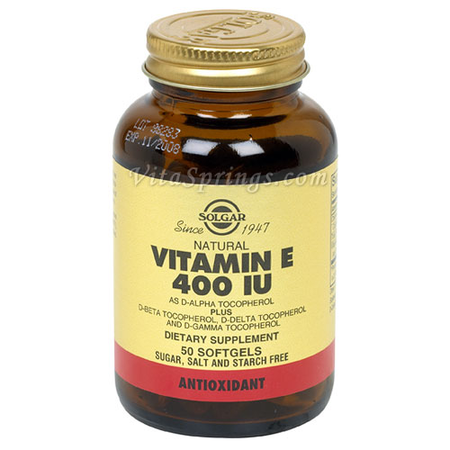 Vitamin E 400 IU Mixed (400 IU d-Alpha Tocopherols & Mixed Tocopherols), 50 Softgels, Solgar