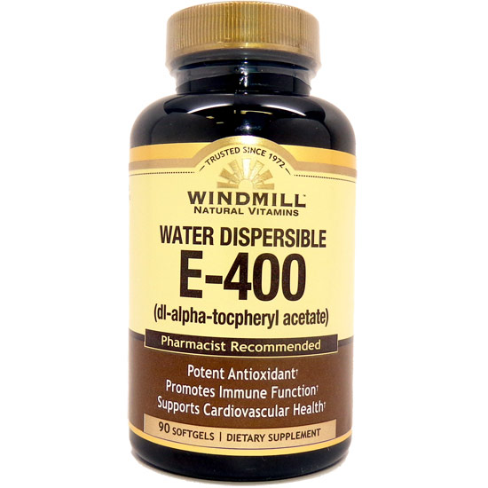 Vitamin E-400 IU Water Dispersible, 90 Softgels, Windmill Health Products