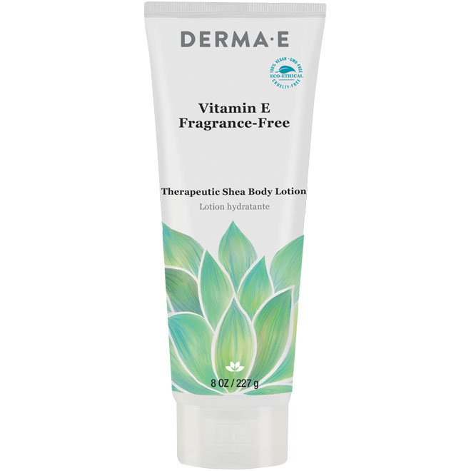 Derma E Vitamin E Therapeutic Shea Body Lotion, Fragrance-Free, 8 oz
