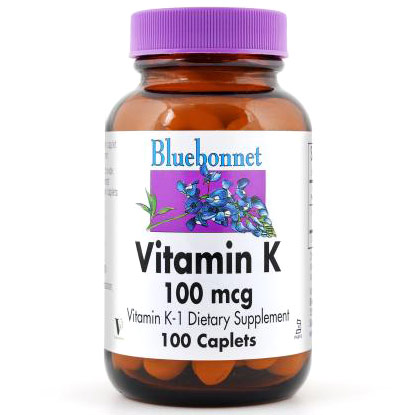 Vitamin K1 100 mcg, 100 Caplets, Bluebonnet Nutrition