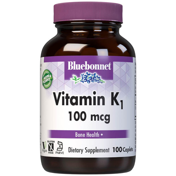 Vitamin K1 100 mcg, 100 Caplets, Bluebonnet Nutrition