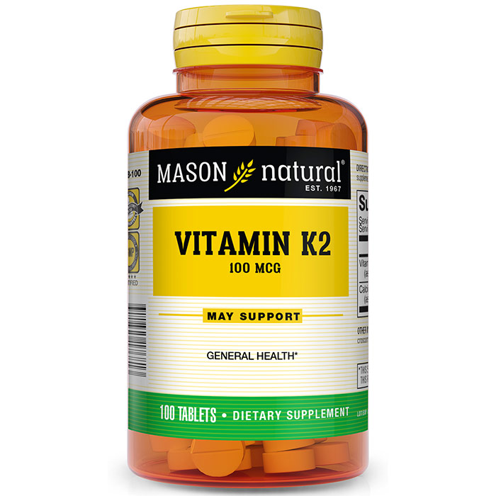 Vitamin K2 100 mcg, 100 Tablets, Mason Natural