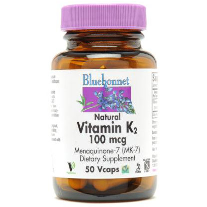 Vitamin K2 100 mcg, 50 Vcaps, Bluebonnet Nutrition