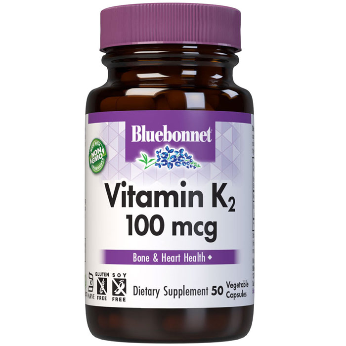 Vitamin K2 100 mcg, 50 Vcaps, Bluebonnet Nutrition