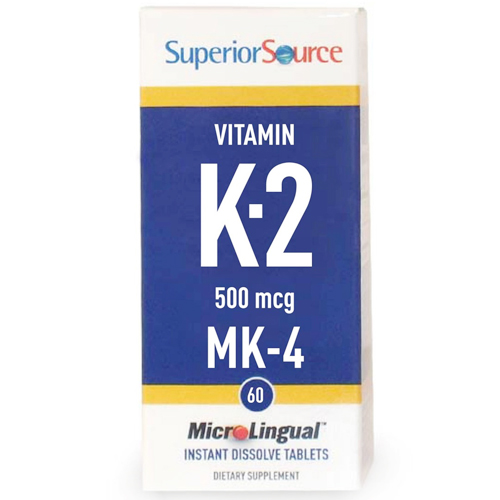 Vitamin K2 500 mcg (MK4), 60 Instant Dissolve Tablets, Superior Source