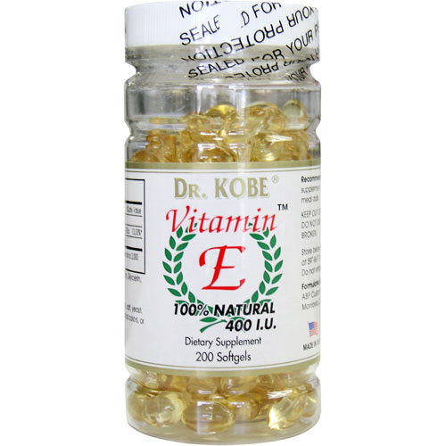 Natural Vitamin E 400 IU, 200 Softgels, Dr. Kobe
