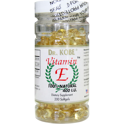 Dr. Kobe Natural Vitamin E 400 IU, 200 Softgels, Dr. Kobe