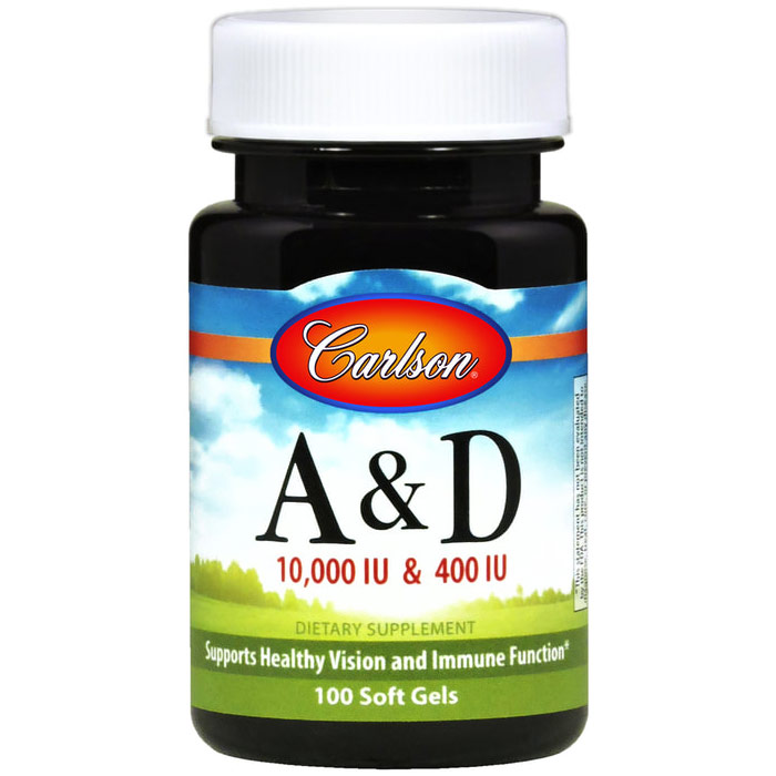 Carlson Laboratories Vitamins A & D 10,000 + 400 IU 100 softgels, Carlson Labs