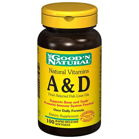 Good 'N Natural Vitamins A & D (10,000 IU A, 400 IU D), 100 Softgels, Good 'N Natural