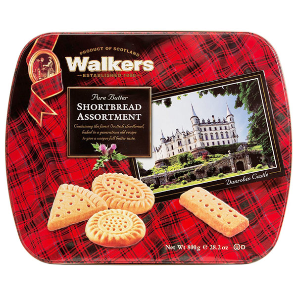 Walkers Pure Butter Shortbread Assortment Dunrobin Castle Tin, Scottish Cookies, 28.2 oz (800 g)