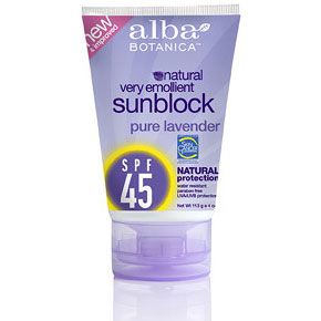 Pure Lavender Sunblock SPF 45, Water Resistant Sunscreen, 4 oz, Alba Botanica