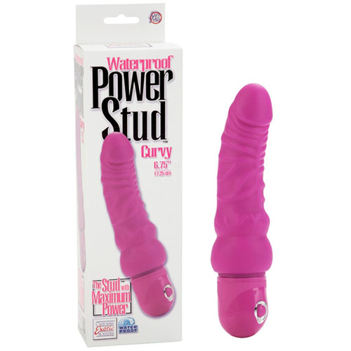 Waterproof Power Stud Curvy Vibrating Dong, Pink, California Exotic Novelties