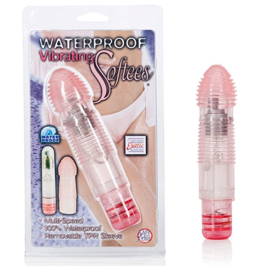 Waterproof Softees Stimulator - Pink, Soft & Stretchy Vibrator, California Exotic Novelties
