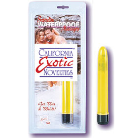 California Exotic Novelties Waterproof Superslim 6 Inch Vibrator - Yellow, California Exotic Novelties