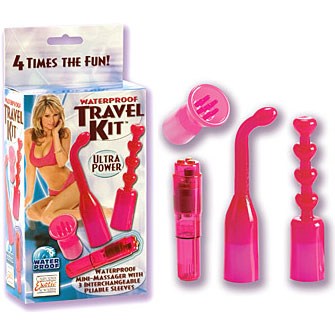Waterproof Travel Kit with Mini-Massager - Pink, California Exotic Novelties