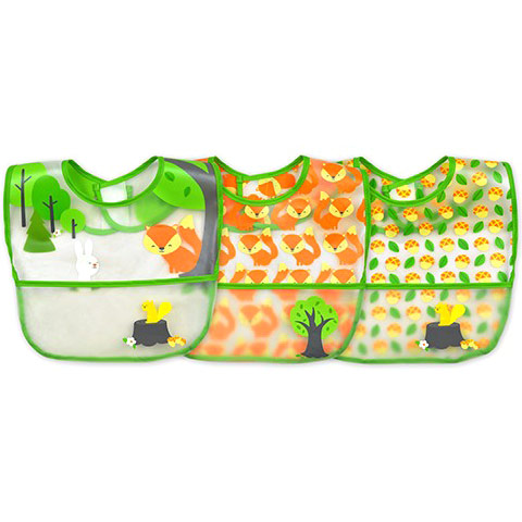 Waterproof Wipe-Off Bibs - Forest, 3 Pack, Green Sprouts Baby Products