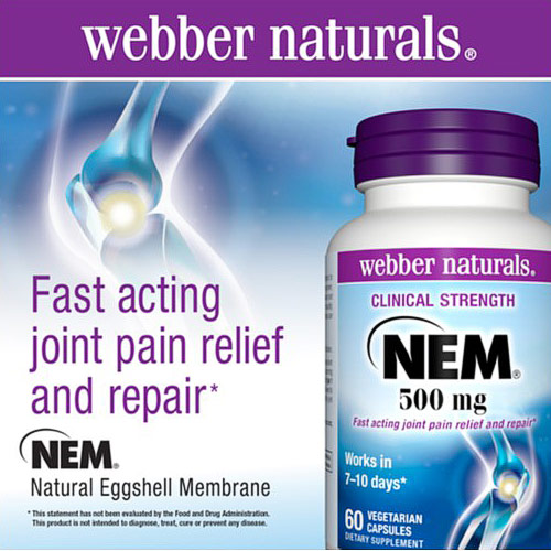 Webber Naturals Webber Naturals NEM (Natural Eggshell Membrane) 500 mg, 60 Vegetarian Capsules