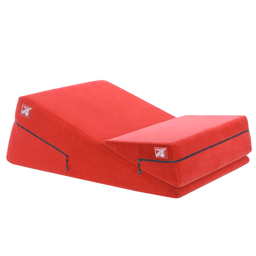 Wedge/Ramp Combo 24 Inch (Average), Microfiber Red, Liberator Bedroom Adventure Gear