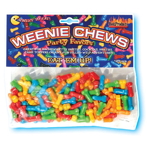 Weenie Chews Multi Flavor Penis Shaped Candy, 125 Pieces, Hott Products