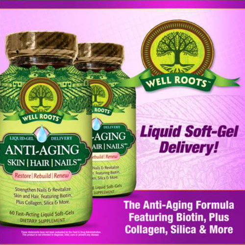 Well Roots Anti-Aging Skin, Hair & Nails, 120 Liquid Softgels