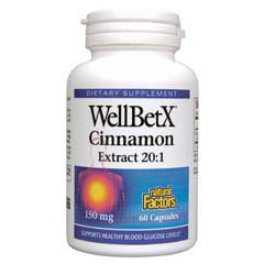 WellBetX Cinnamon Extract 20:1, 60 Capsules, Natural Factors