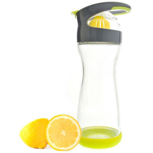 Wherever Water Lemon Water On-the-Go Glass Bottle, Lime Green, 20 oz, Full Circle Home
