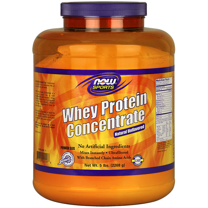 Whey Protein Concentrate, Natural Unflavored, Value Size, 5 lb, NOW Foods