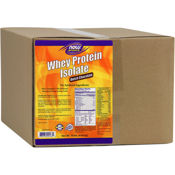 Whey Protein Isolate Chocolate Mega Pack, 10 lb, NOW Foods