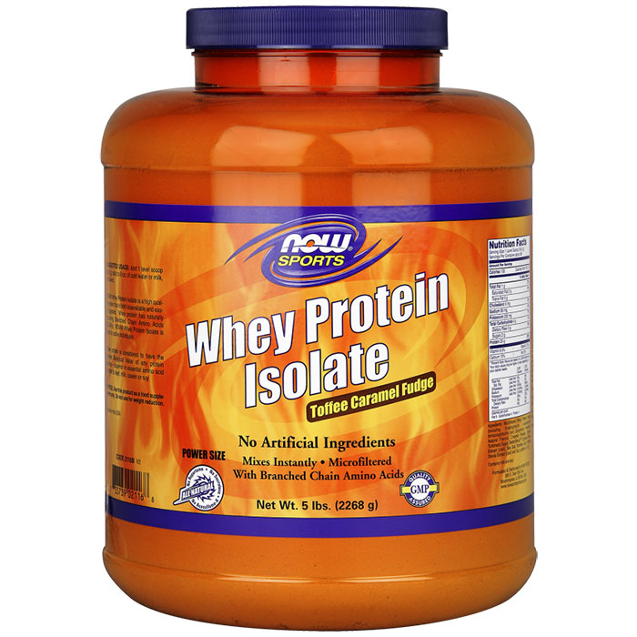 Whey Protein Isolate - Toffee Caramel Fudge, 5 lb, NOW Foods