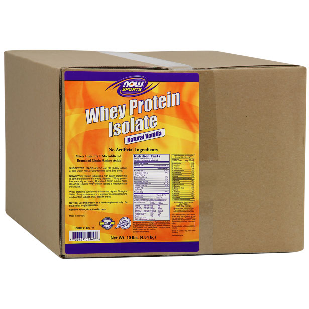 Whey Protein Isolate Vanilla Mega Pack, 10 lb, NOW Foods