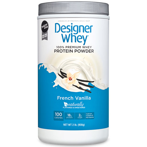 100% Premium Whey Protein Powder, French Vanilla, 2 lb, Designer Whey