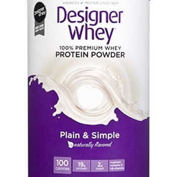 100% Premium Whey Protein Powder, Natural (Plain & Simple), 12 oz, Designer Whey