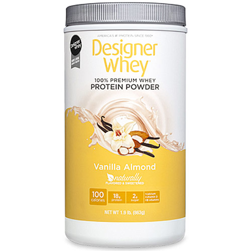 100% Premium Whey Protein Powder, Vanilla Almond, 1.9 lb, Designer Whey