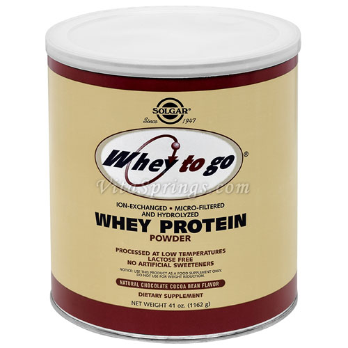 Whey To Go Protein Powder - Natural Chocolate Cocoa Bean Flavor, 41 oz, Solgar