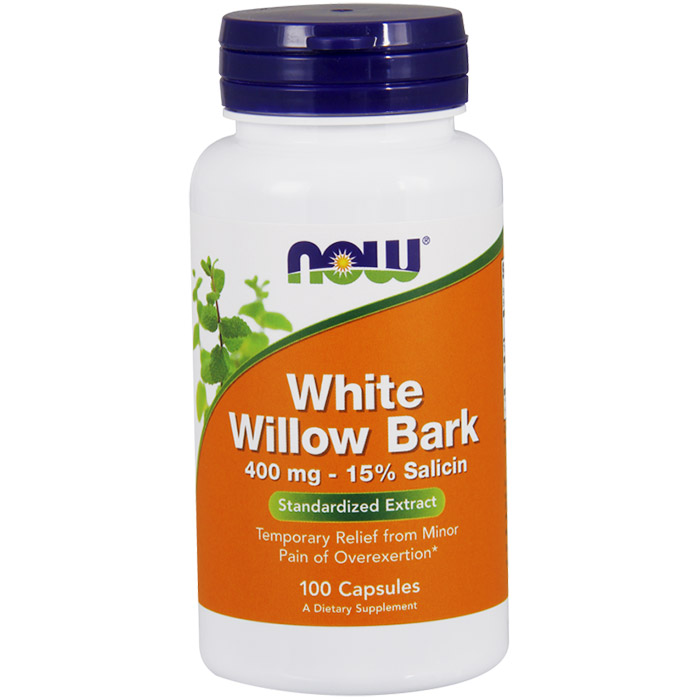 White Willow Bark 400 mg, Standarized Extract, 100 Capsules, NOW Foods