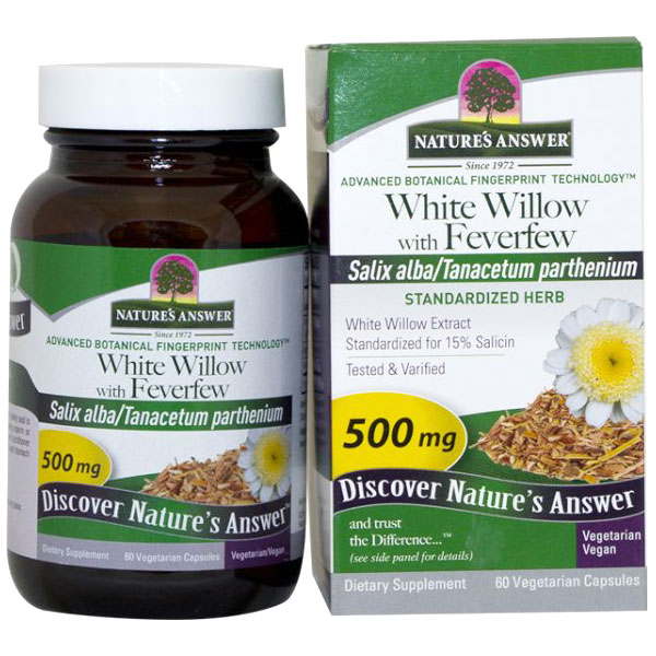 White Willow with Feverfew Extract, 60 Vegetarian Capsules, Natures Answer