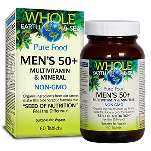 Whole Earth & Sea Mens 50+ Multivitamin & Mineral, 60 Tablets, Natural Factors