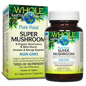 Whole Earth & Sea Super Mushroom, 30 Vegetarian Capsules, Natural Factors