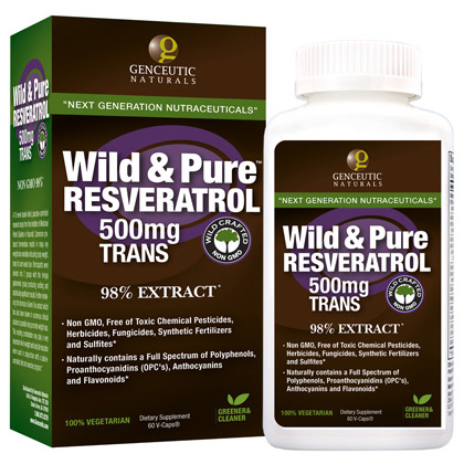 Genceutic Naturals Wild & Pure Resveratrol 500 mg, 60 Veggie Capsules, Genceutic Naturals