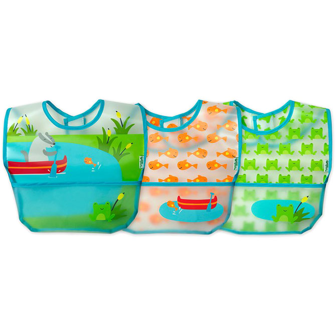 Wipe-Off Bibs, 9-18 Months, Aqua Pond, 3 Pack, Green Sprouts Baby Products
